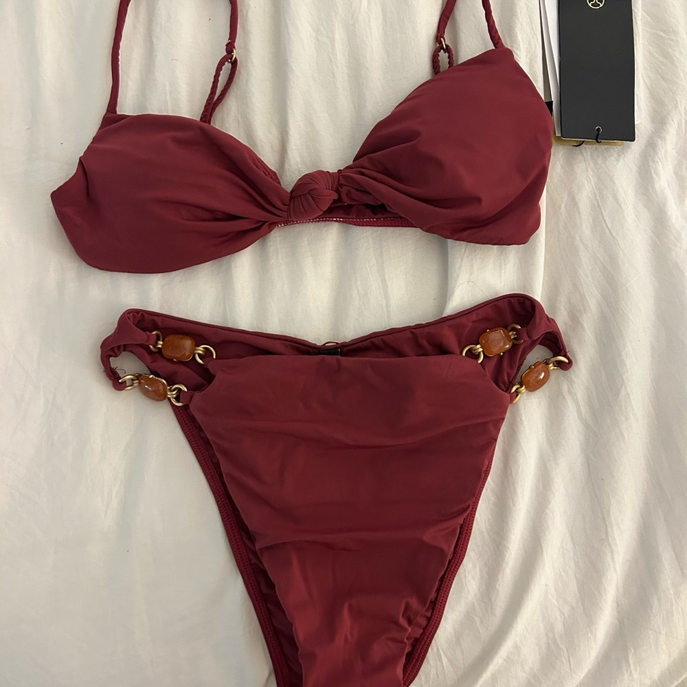 Vix Maroon Bikini Small NWT- top and bottom
